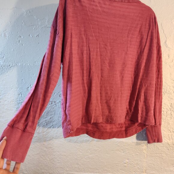 Anthropologie Blush Pink Off the Shoulder Long Sleeve Button Accents Blouse M - Picture 11 of 12